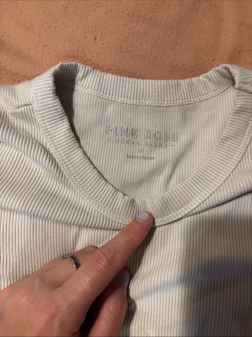 2 PINK ROSE Light Gray Ribbed Crew Tee - Picture 4 of 4